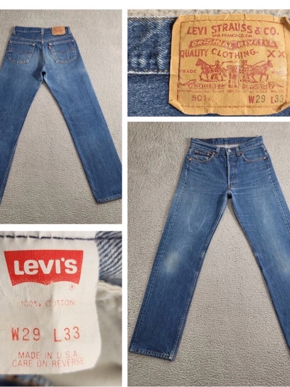Vintage Levi's 501 XX Jeans Mens 27x29 Blue Original Shrink to Fit Made USA 1989